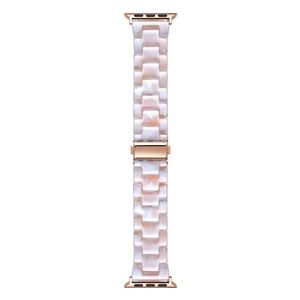 Posh Tech 38mm Blush Pink Tortoise Resin Link Stainless Steel Apple Watc…